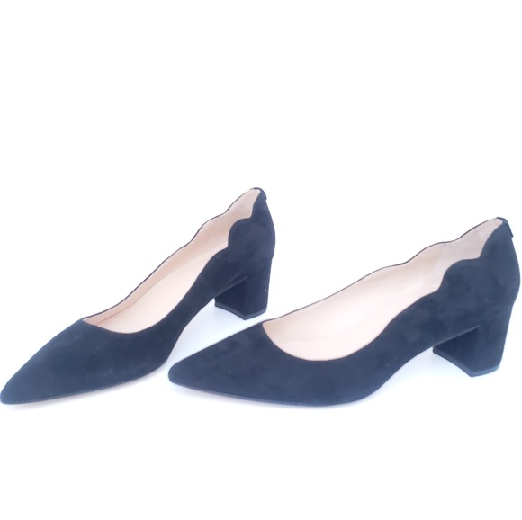Kate Spade Black Chunky Heel Suede Leather  Pumps - Picture 5 of 7